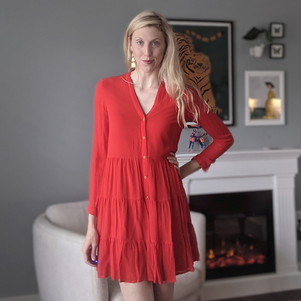 Y.A.S. red trapeze dress